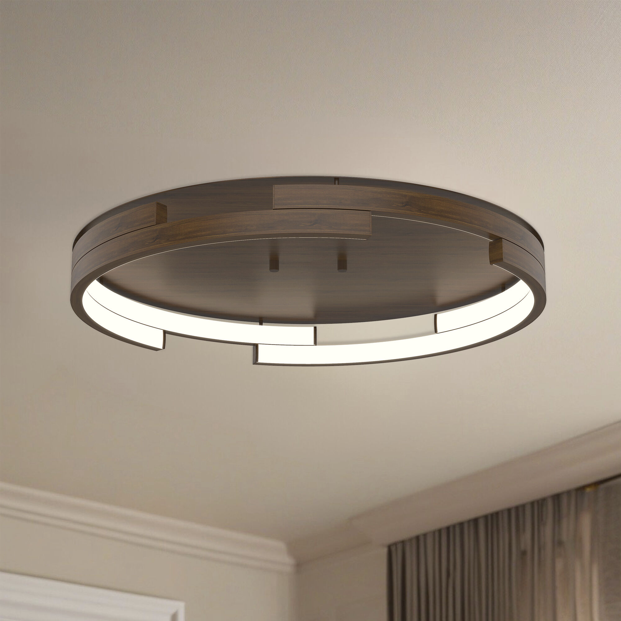 Anello Minor LED 19 inch Walnut Flush Mount Ceiling Light